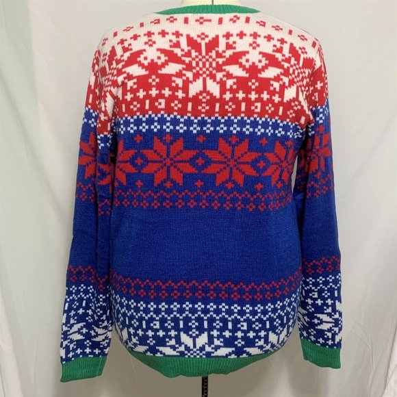 Ugly Christmas Sweater Santa Present Drink Beer Holder Snowflake Mens Womens XL - Picture 4 of 5